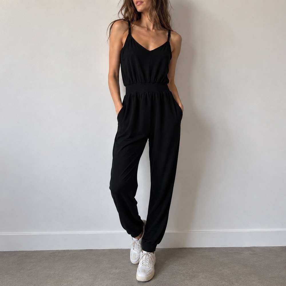 Cinq a Sept Black Jumpsuit Cargo Pocket XS Minimalist Casual